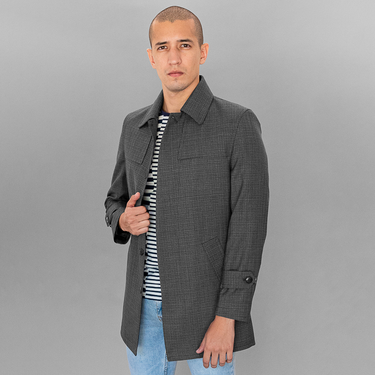 Abrigo gris estructura cuadros marca Business Casual slim | 117856