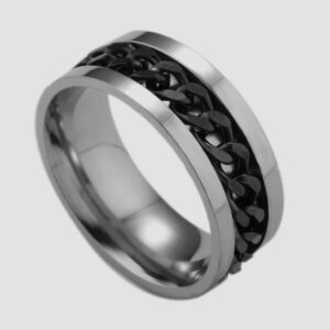 anillo negro con diseno de cadenas marca calak cl sico 141783 200778 1