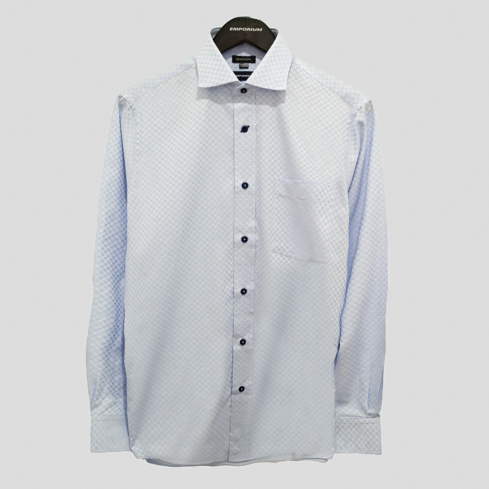 Camisa celeste estructura microrombos marca Emporium clásico | 136668