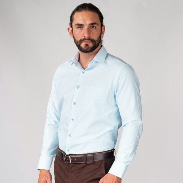 camisa turquesa estructura labrada marca colletti cl sico 144095 216860 1