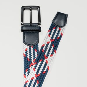 cincho azul blanco y rojo diseno trenzado marca buckle cl sico 154168 289215 1