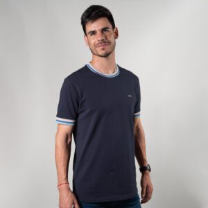 playera azul marino estructura contraste marca carven slim 150915 270486 1