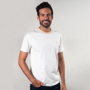 playera blanca estructura cuello contrastado marca carven slim 150891 270490 1