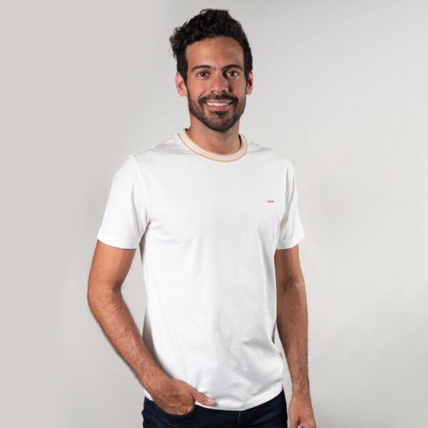 playera blanca estructura cuello contrastado marca carven slim 150891 270490 1