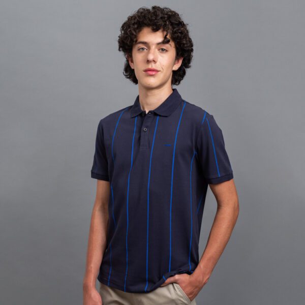 polo azul diseno de lineas marca carven slim 155726 296549 1