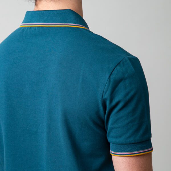 polo azul estructura bies en el cuello marca carven slim 149908 249602 4