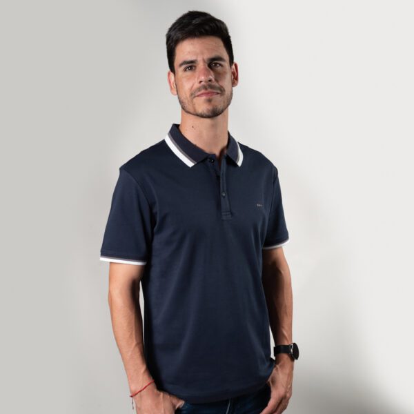 polo azul estructura contraste marca carven slim 150867 270495 1