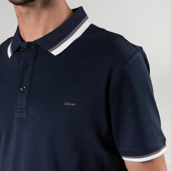 polo azul estructura contraste marca carven slim 150867 270495 2