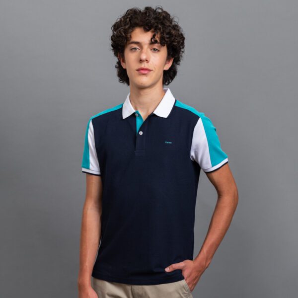 polo azul estructura contraste marca carven slim 155741 296547 1