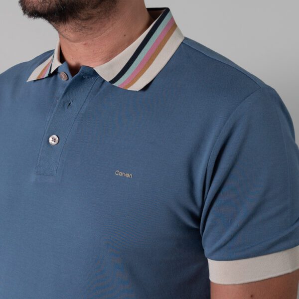 polo azul estructura cuello contrastado marca carven slim 150831 270500 2