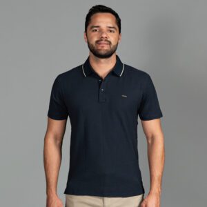 polo azul estructura labrada marca carven slim 157510 317836 1