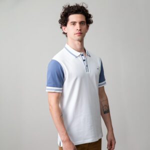 polo azul estructura manga contrastada marca carven slim 149912 249601 1