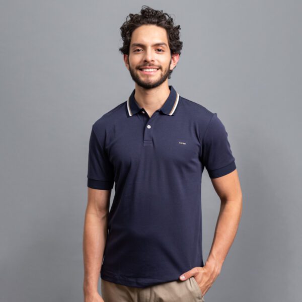 polo azul marino estructura contraste marca carven slim 150851 296585 1