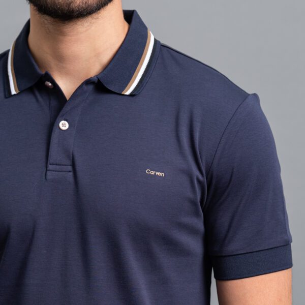 polo azul marino estructura contraste marca carven slim 150851 296585 2