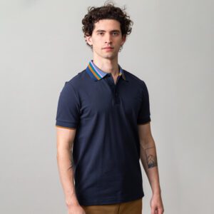 polo azul marino estructura cuello contrastado marca carven slim 149924 249598 1