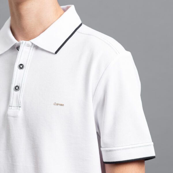 polo blanca estructura contraste marca carven slim 150849 296586 2