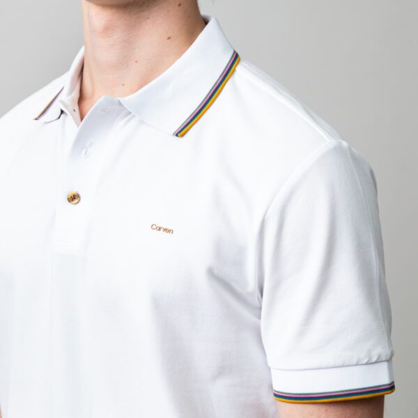 polo blanco estructura bies en el cuello marca carven slim 149899 249604 4