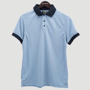 polo celeste estructura labrada marca bcasual slim 150522 293698 1