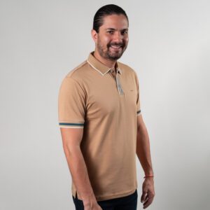 polo khaki estructura contraste marca carven slim 150843 270498 1