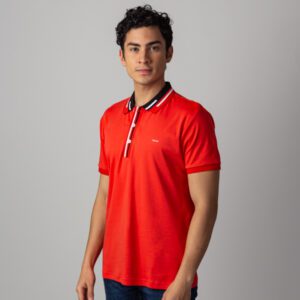 polo naranja estructura cuello contrastado marca carven slim 141095 203600 1