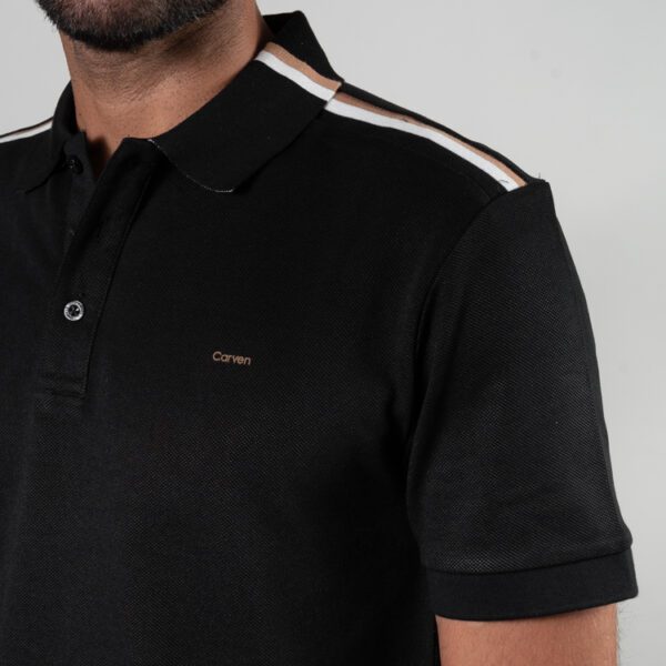 polo negra estructura doble franja marca carven slim 150787 270508 2