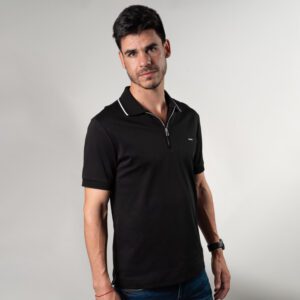 polo negra estructura labrada marca carven slim 150799 270505 1