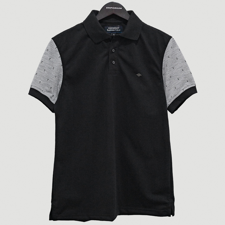 Polo negro diseño mangas contrastadas marca Business Casual clásico | 128231