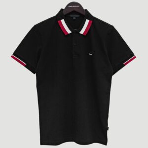 polo negro estructura plana con detalle en el cuello marca carven slim 139790 199982 1