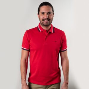 polo roja estructura contraste marca carven slim 150819 270502 1