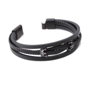 pulsera negra diseno doble corona marca calak cl sico 150335 318772 1