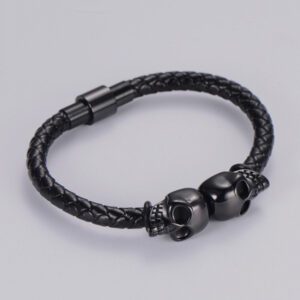 pulsera negra estilo dos craneos marca calak cl sico 142208 202078 1