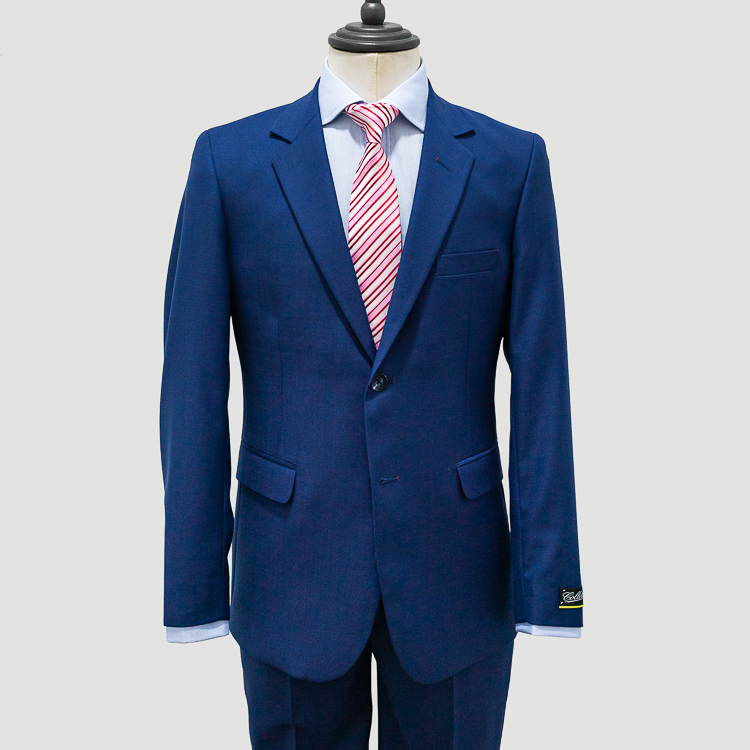 Traje azul diseño labrado liso marca Colletti slim | 128224