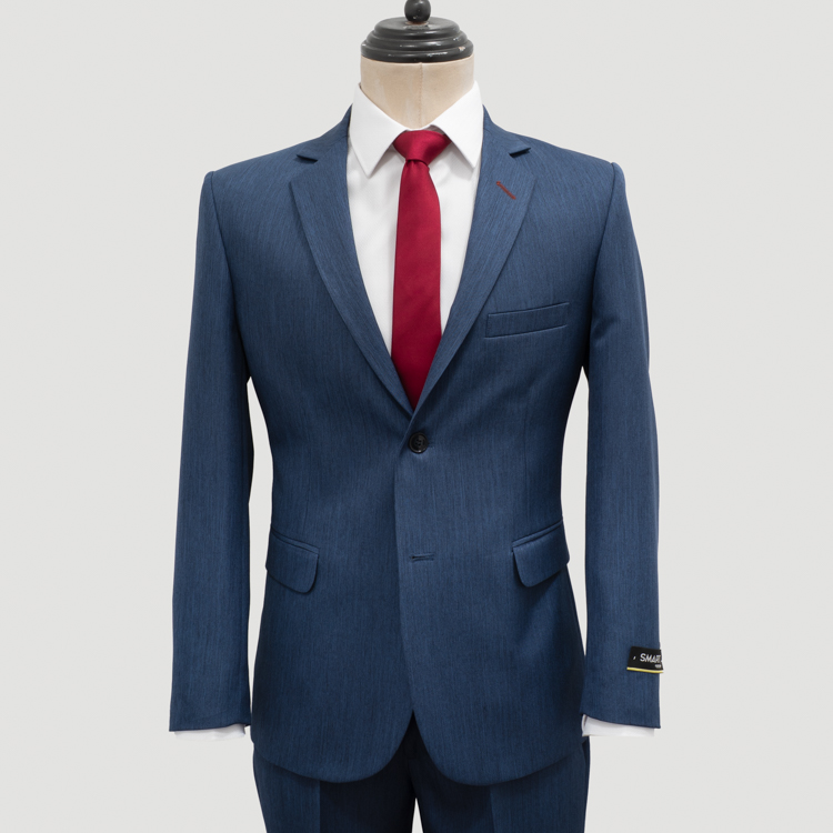 traje azul estructura labrada marca smart slim 161262 AZUL PA 1