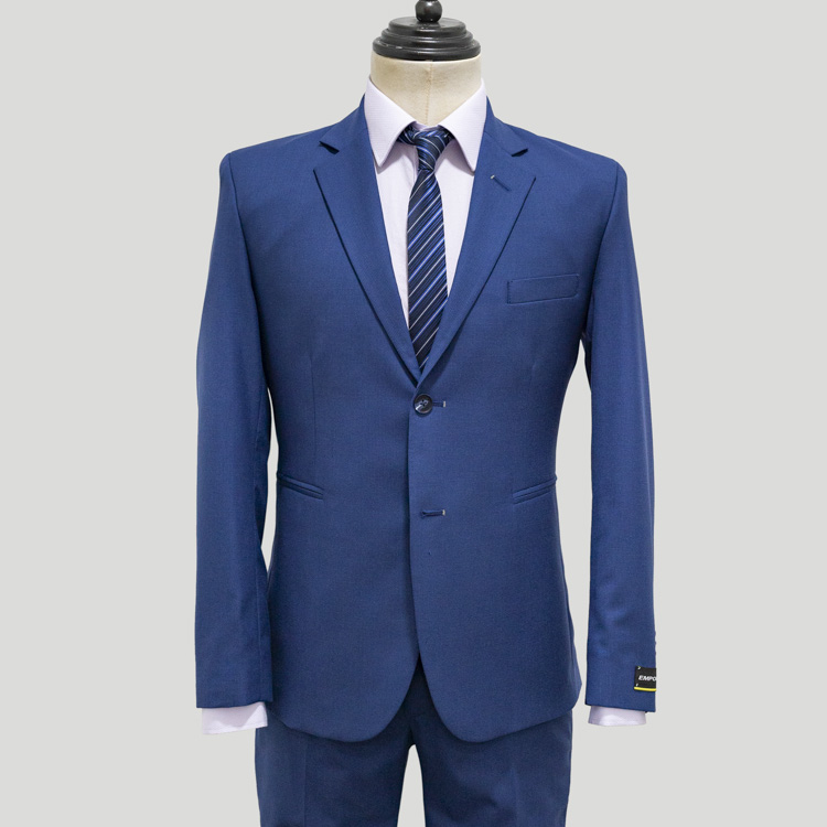 Traje azul estructura labrada microcuadros marca Emporium slim | 131533